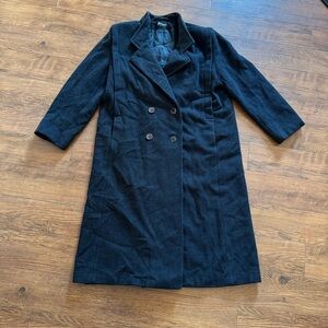 Vintage Forecaster Of Boston 100% Wool Dark Gray Long Trench Coat Women’s 15/16